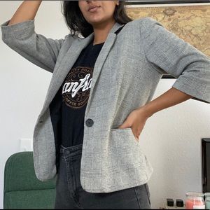 Gray, Black, and White Plaid Blazer